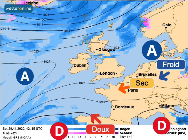 Carte de prévisions d'europe du Dimanche 29 novembre 2020