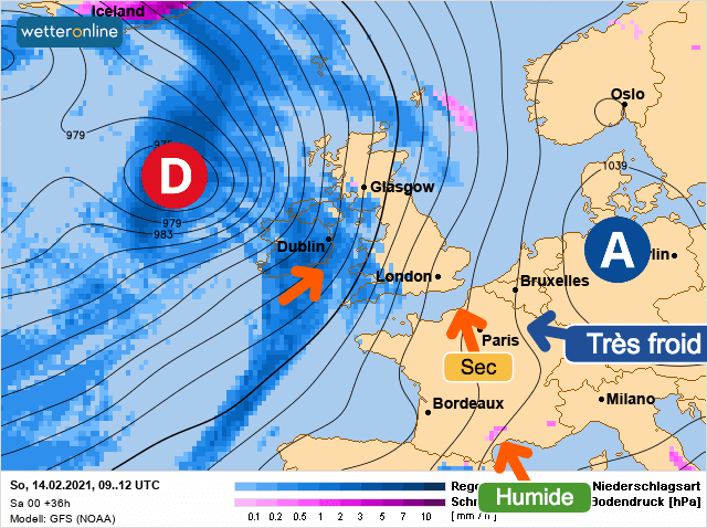 Carte de prévisions d'europe du Dimanche 14 février 2021