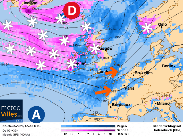 Carte de prévisions d'europe du Vendredi 26 mars 2021