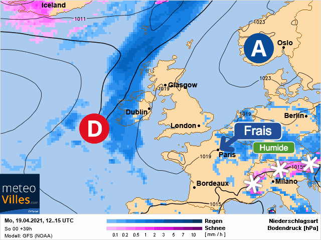 Carte de prévisions d'europe du Lundi 19 avril 2021