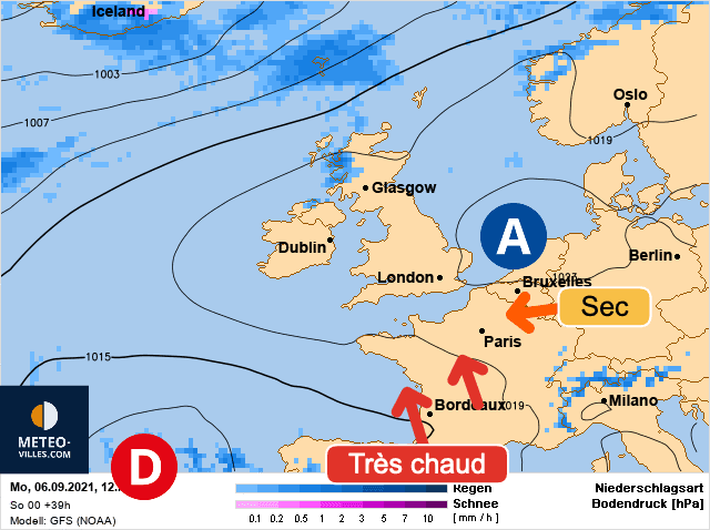 Carte de prévisions d'europe du Lundi 6 septembre 2021