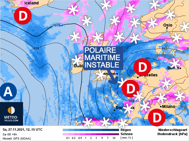 Carte de prévisions d'europe du Samedi 27 novembre 2021