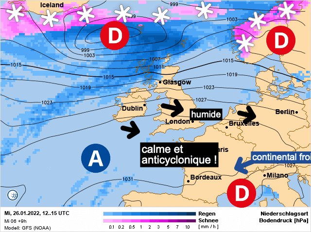 Carte de prévisions d'europe du Mercredi 26 janvier 2022