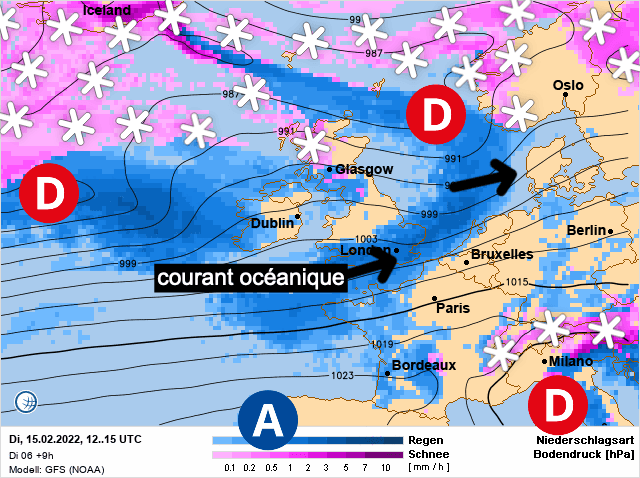 Carte de prévisions d'europe du Mardi 15 février 2022