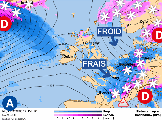 Carte de prévisions d'europe du Lundi 21 février 2022