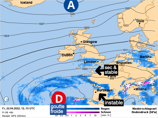 Carte de prévisions d'europe du Vendredi 22 avril 2022