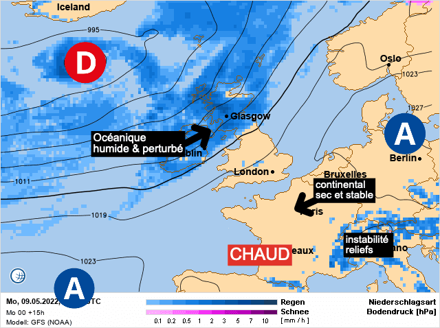 Carte de prévisions d'europe du Lundi 9 mai 2022