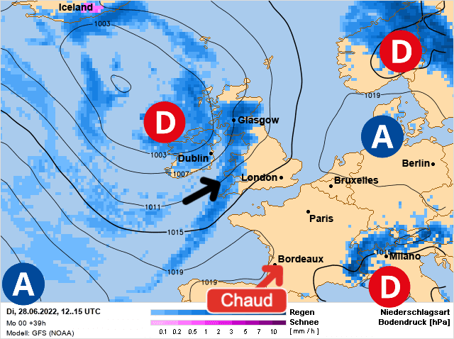 Carte de prévisions d'europe du Mardi 28 juin 2022