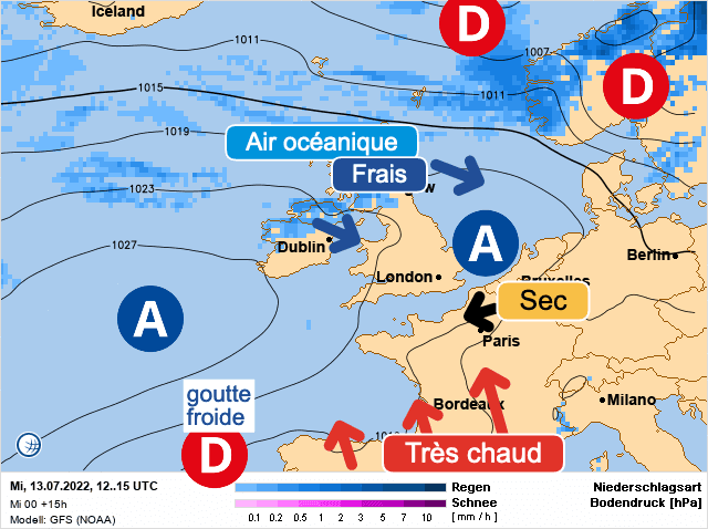Carte de prévisions d'europe du Mercredi 13 juillet 2022