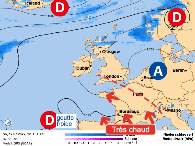 Carte de prévisions d'europe du Dimanche 17 juillet 2022