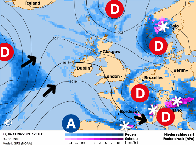 Carte de prévisions d'europe du Vendredi 4 novembre 2022