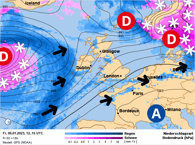 Carte de prévisions d'europe du Vendredi 6 janvier 2023