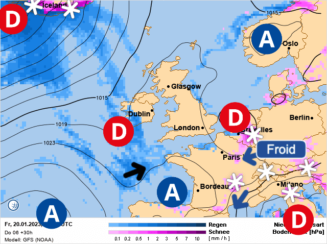 Carte de prévisions d'europe du Vendredi 20 janvier 2023