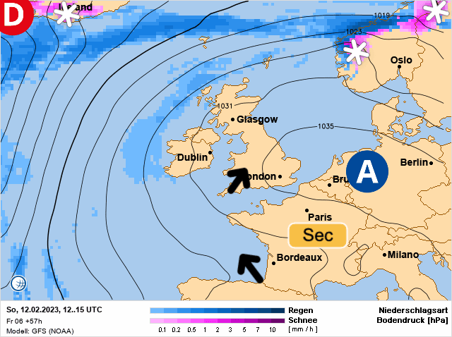 Carte de prévisions d'europe du Dimanche 12 février 2023