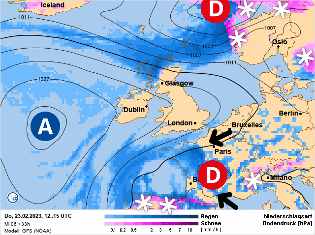 Carte de prévisions d'europe du Jeudi 23 février 2023