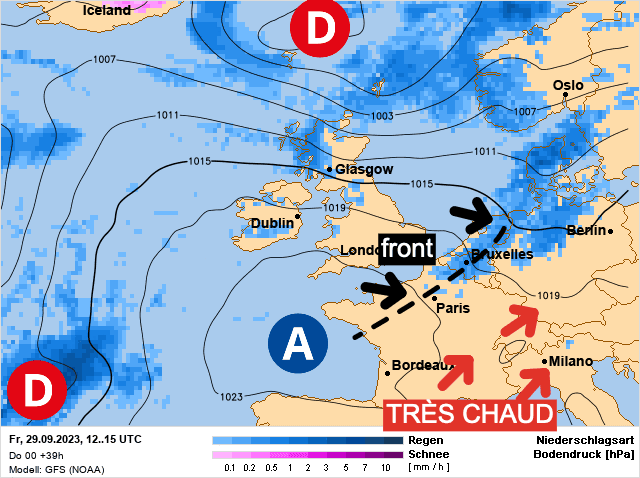 Carte de prévisions d'europe du Vendredi 29 septembre 2023
