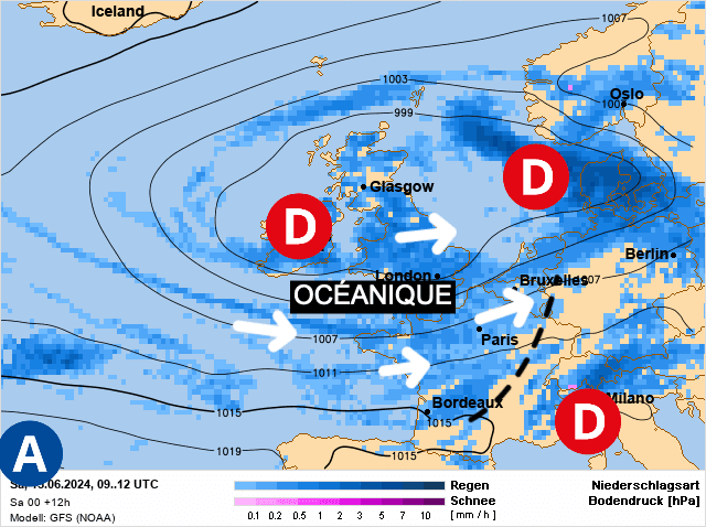 Carte de prévisions d'europe du Samedi 15 juin 2024