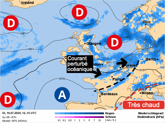 Carte de prévisions d'europe du Mardi 16 juillet 2024