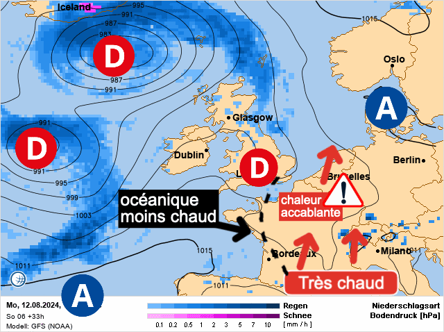 Carte de prévisions d'europe du Lundi 12 août 2024