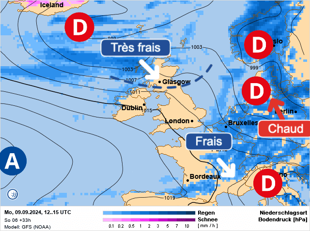 Carte de prévisions d'europe du Lundi 9 septembre 2024