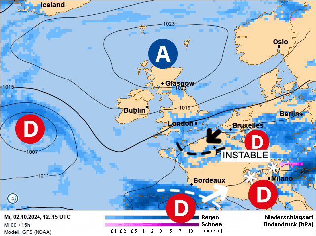 Carte de prévisions d'europe du Mercredi 2 octobre 2024