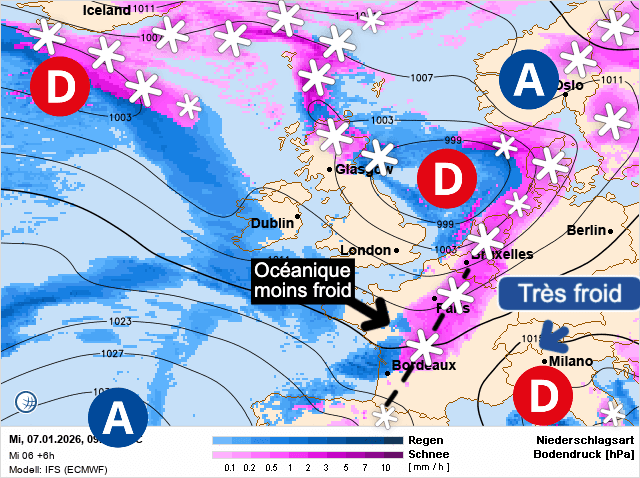 Carte de prévisions d'europe du Mercredi 7 janvier 2026