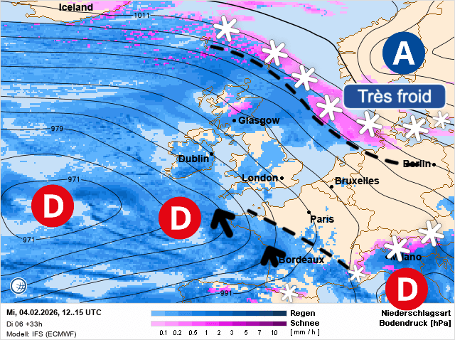 Carte de prévisions d'europe du Mercredi 4 février 2026