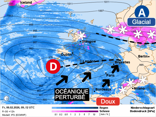Carte de prévisions d'europe du Vendredi 6 février 2026