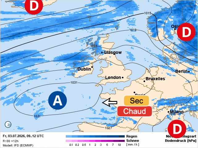 Carte de prévisions d'europe du Vendredi 3 juillet 2026