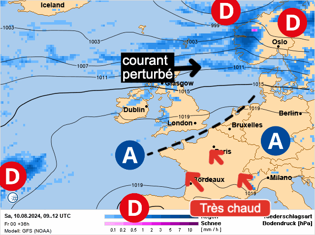 Carte de prévisions d'europe du Samedi 10 août 2024