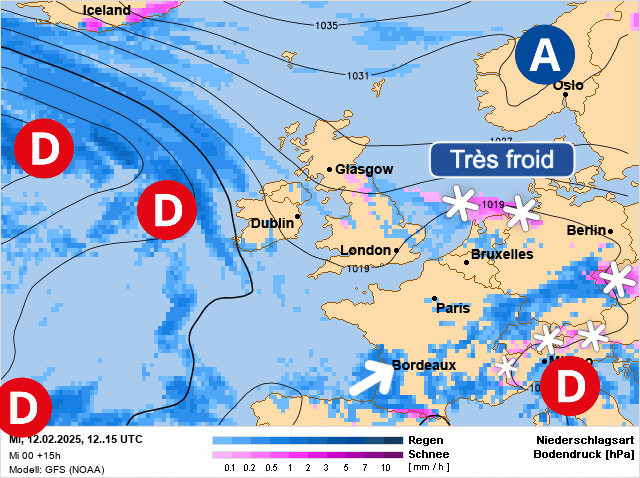 Carte de prévisions d'europe du Mercredi 12 février 2025