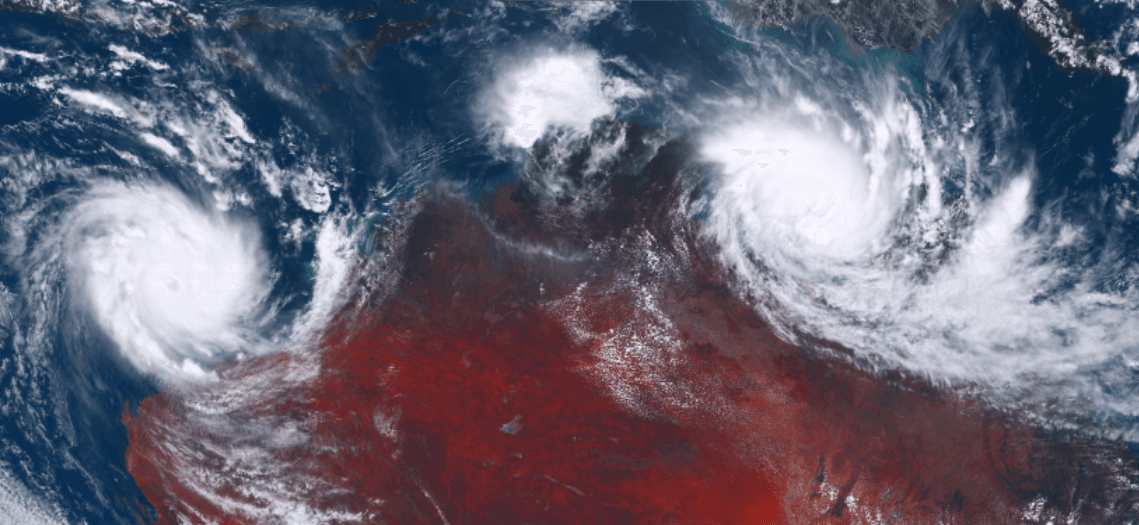 Image d'illustration pour Trevor et Veronica : l'Australie en alerte face à deux cyclones majeurs